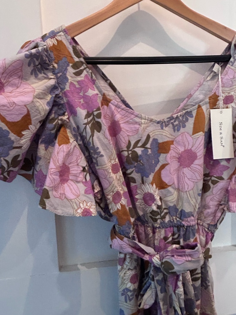 Sim and Sam, floral dress with matching tie belt. Adorable! NWTs - Picture 5 of 6